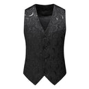 Smoking de mariage 3 pièces pour homme, broderie de roses noires, col châle