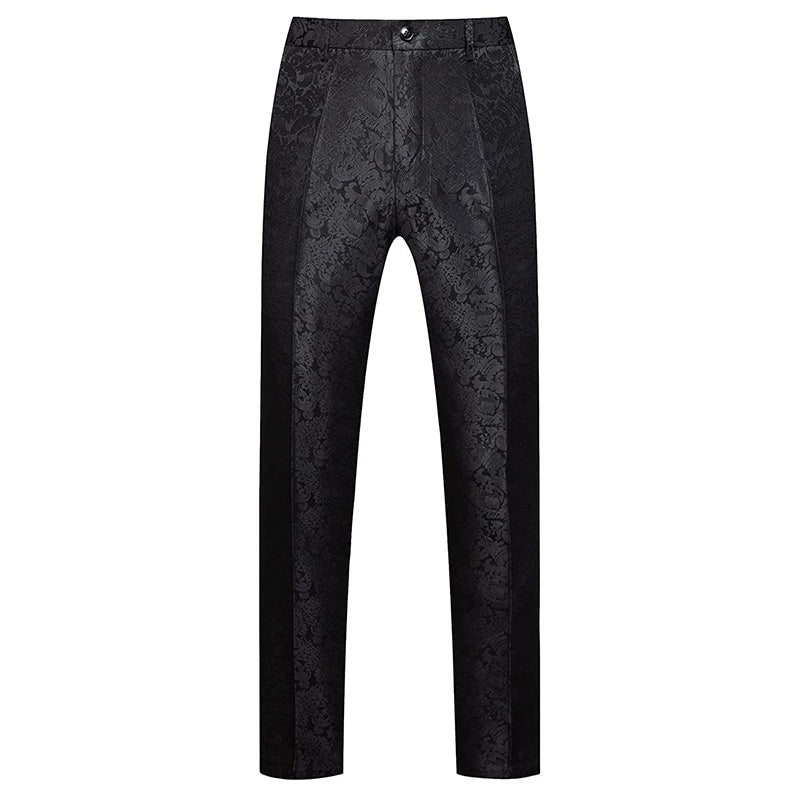 Men's Rose Embroidery Black Pants