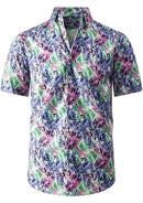Men's Short Sleeve Hawaiian Shirt Wrinkle-free and Breathable Violet