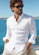 Men's Silk Satin Long Sleeve Shirt 2 Color