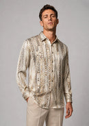 Slim-Fit Men's Snake-Print Casual Shirt – Non-Iron