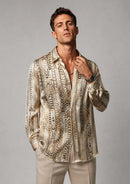 Slim-Fit Men's Snake-Print Casual Shirt – Non-Iron