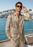 Slim-Fit Men's Snake-Print Casual Shirt – Non-Iron