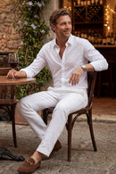 Men's Crystal Rhinestone White Dress Shirt – Slim Fit, Long Sleeve
