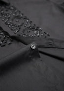 Men's Hand-Sewn Beaded Dress Shirt – Hidden Placket, Slim Fit