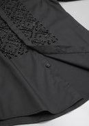 Men's Hand-Sewn Beaded Dress Shirt – Hidden Placket, Slim Fit