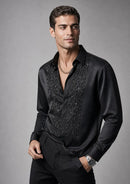 Men's Hand-Sewn Beaded Dress Shirt – Hidden Placket, Slim Fit