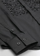 Men's Hand-Sewn Beaded Dress Shirt – Hidden Placket, Slim Fit