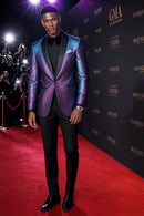 Men's 2-Piece Flashy Suit with Purple and Blue Gradient Flash