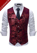 Men's Metallic Printed Vest Red
