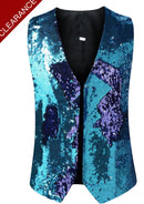 Men's Unique Gradient Sequin Purple And Navy Vest