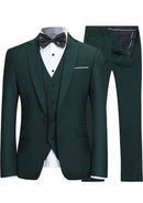 Costume 3 pièces vert foncé pour homme, élégant, à un bouton
