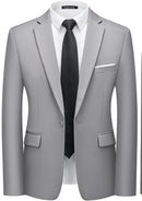 Men's Slim Fit Classic One Button Gray Blazer