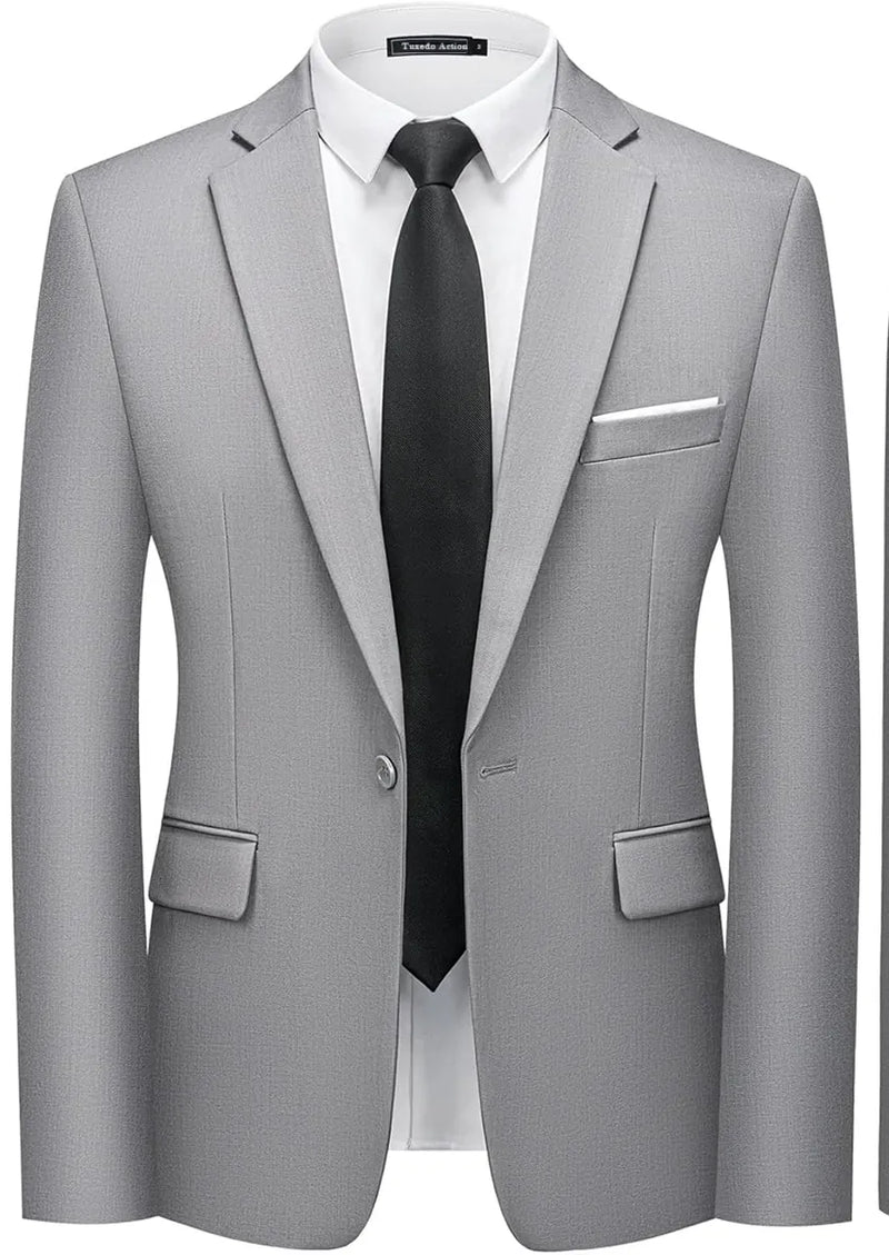 Men's Slim Fit Classic One Button Gray Blazer