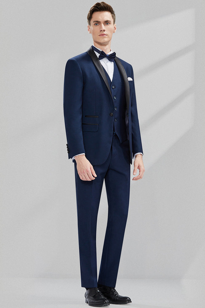 navy blue groomsmen suits - 1