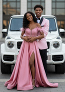 Men's 2-Piece Pink Jacquard Embroidery Paisley Suit