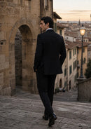 Black Satin Peak Lapel Double-Breasted Tuxedo (2-Piece)