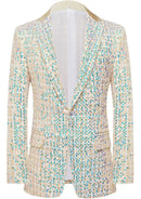 Men’s 2-Piece Linen Sparkle Gridline Champagne Suit