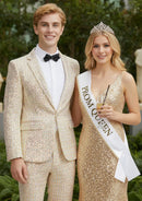 Costume 2 pièces pour homme en lin scintillant, coupe champagne