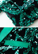 Esmoquin de lentejuelas verde esmeralda de un botón para hombre