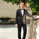 Robe noire 2 pièces à paillettes dorées et ondulations d'eau pour garçon