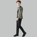 Robe noire 2 pièces à paillettes dorées et ondulations d'eau pour garçon