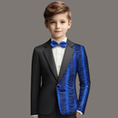 Robe 2 pièces bleu marine à sequins et ondulations d'eau pour garçon