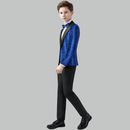 Robe 2 pièces bleu marine à sequins et ondulations d'eau pour garçon