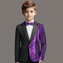 Robe noire 2 pièces à sequins violets et ondulations d'eau pour garçon