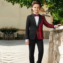 Robe 2 pièces noire à paillettes rouges et ondulations d'eau pour garçon