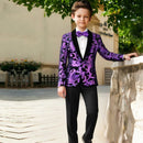 Boy's 2-Piece Purple  Sparkle Floral Sequin Dress