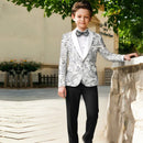 Robe 2 pièces à paillettes blanches et florales pour garçon