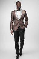 Men's Sequin Embroidered Shawl Lapel Brown Tuexdo