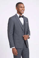 Men's 3-Piece for Groom One Button Dark Gray Suit