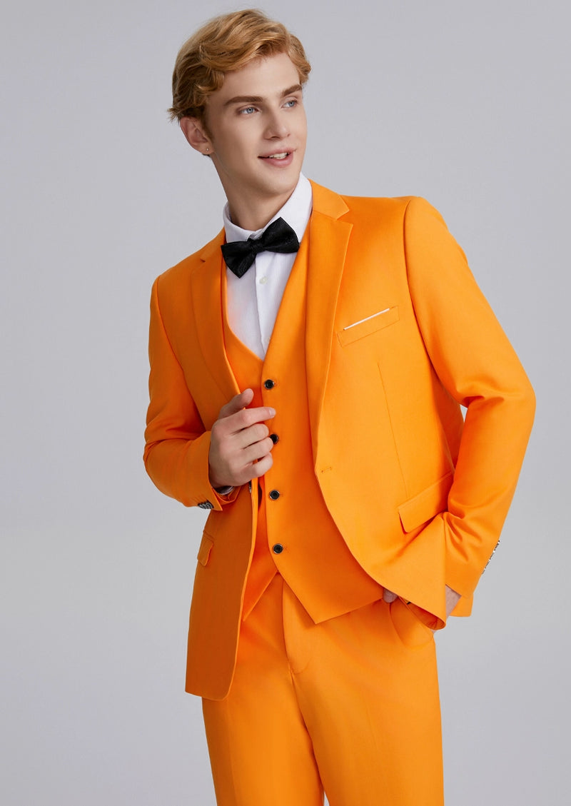 Smoking classique orange 3 pièces pour homme, un bouton