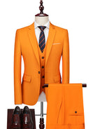 Men's 3-Piece Classic One Button Orange Tuxedo