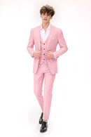 Men's 3-Piece Paisley Stylish Pink Suit for Men