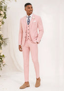 Men's 3-Piece Paisley Stylish Pink Suit for Men
