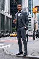 Men's 3-Piece for Groom One Button Dark Gray Suit