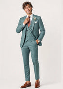 Men's Three-Piece One-Button Sage Green Wedding Suit