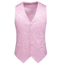 Men's 3-Piece Jacquard Peak Lapel Double Breasted Pink Tuxedo