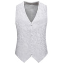 Men's 3-Piece Jacquard Peak Lapel Double Breasted White Tuxedo