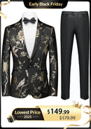 Men's 2-Piece Golden Birdsong Forest Embroidery Suit