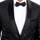 black jacquard tuxedo details