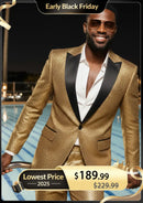 Men's 2-Piece One Button Sparkling Golden Tuxedo