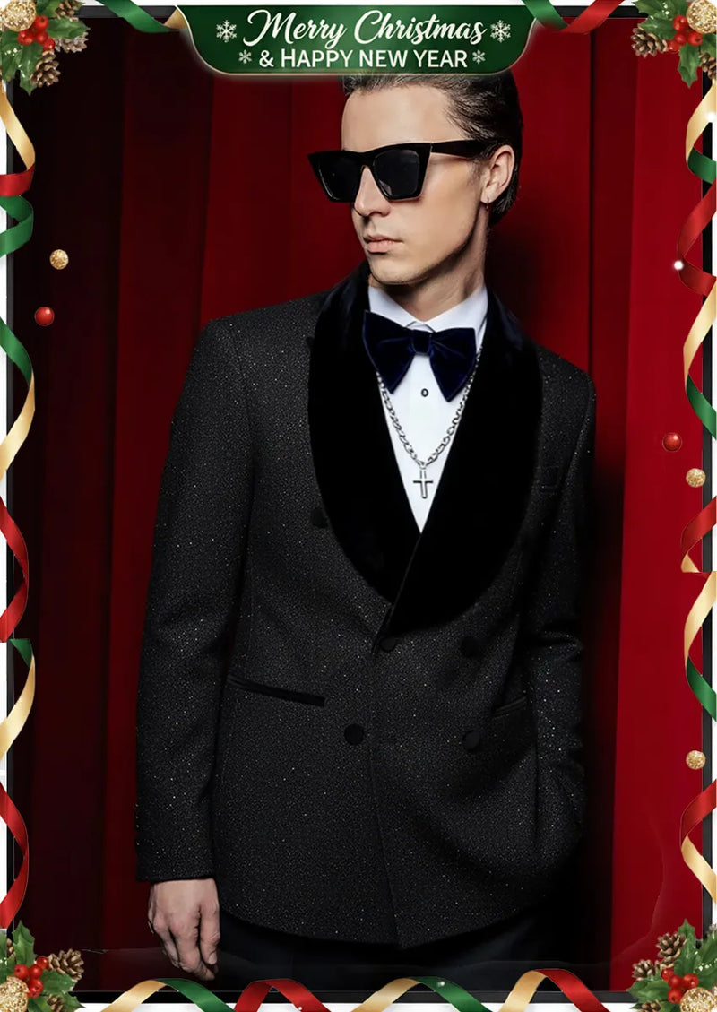 Costume de smoking deux pièces noir étoilé pour homme