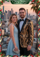 Men's 2-Piece Suit Gold Sequin Branches Black Suit