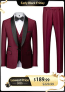 Costume de bal classique 3 pièces bordeaux pour homme