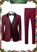 Costume de bal classique 3 pièces bordeaux pour homme