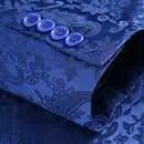 Men's 3-Piece Jacquard Peak Lapel Double Breasted Blue Tuxedo